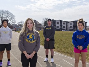 BCI students Jascon Estoesta (left), Montanna Ainsworth, Alex Thomson and Kaia Grant have felt the impact of the COVID-19 pandemic on their high school athletic endeavours.