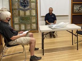 Brantford historian Jack Jackowetz (left) interviews Fred Ligori as part of the Italian Immigrant Experience that will be held May 15, 2021 at the Brant Museum and Archives. SUBMITTED PHOTO