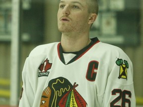 Brocvkville Braves captain Troy Bowditch wore the C for the first time in Friday night's home scrimmage with Kemptville.
Tim Ruhnke/The Recorder and Times