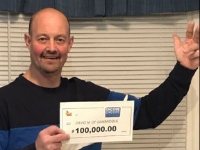 David Mulders of Gananoque won $100,000 playing Encore.
Photo supplied by OLG/The Recorder and Times