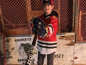 Cole Shepherson is in his backyard after being selected by the Brockville Braves in the sixth round of the CCHL's 2021 Bantam Protected Draft.
Submitted photo