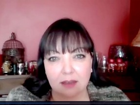 Natalie Mehra, executive director of the Ontario Health Coalition, speaks at a virtual press conference on Wednesday. (SCREENSHOT)