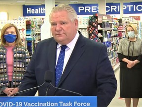 Ontario Premier Ford announced residents aged 75 and over can begin registering to get their vaccine through the Ontario vaccine portal by logging on to COVID19.ontariohealth.ca website to register or phone 1-888-999 6488. Handout