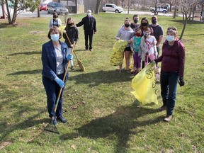 Liz Kominek, front left, and Lynda Weese, front right, are among the Dresden residents leading Operation Clean Sweep, another initiative by the citizen group Dresden Shines, encourage residents to clean up the community during Earth Week, April 18-24. Ellwood Shreve/Chatham Daily News/Postmedia Network