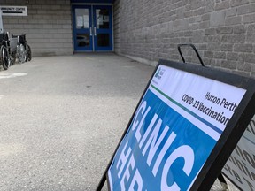 The West Perth community centre hosted a COVID-19 vaccination clinic March 25, with approximately 320 people getting their first dose of the vaccine. The clinic operated from 12 noon to 6 p.m. with many volunteers as well as public health staff. ANDY BADER/MITCHELL ADVOCATE