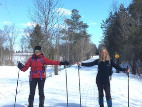 Hiking friends Rosemary Zehr and Louise Langlais recently cross-country skied the Guelph to Goderich (G2G) Rail Trail twice. Louise and Rosemary plan to return to the trail soon, but on bikes next time. SUBMITTED