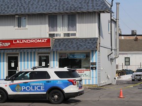 Part of the police presence on Wednesday afternoon in the area of Pitt and Fifteenth streets. Photo on Wednesday, March 10, 2021, in Cornwall, Ont. Todd Hambleton/Cornwall Standard-Freeholder/Postmedia Network