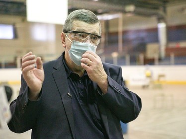 Eastern Ontario Health Unit medical officer of health Paul Roumeliotis tours the Rockland vaccination facility on Friday, March 19, 2021 in Rockland, Ont. Jordan Haworth/Cornwall Standard-Freeholder/Postmedia Network