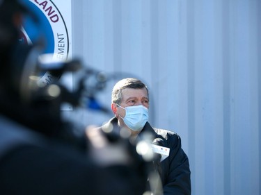 Eastern Ontario Health Unit medical officer of health Paul Roumeliotis tours the Rockland vaccination facility on Friday, March 19, 2021 in Rockland, Ont. Jordan Haworth/Cornwall Standard-Freeholder/Postmedia Network