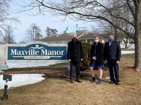 From left to right at Maxville Manor are Jim McDonell (SDSG MPP), Amy Porteous (Maxville Manor CEO) and Ivan Coleman (Maxville Manor board chair). Handout/Cornwall Standard-Freeholder/Postmedia Network

Handout Not For Resale