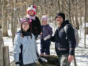 The Beauchesnes enjoyed the warm weather and walk through story book as seen on Sat. March 20, 2021 in Summerstown Forest, Ont. Jordan Haworth/Cornwall Standard-Freeholder/Postmedia Network