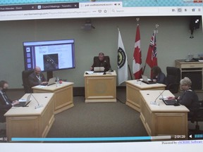 A screen shot of South Stormont council during Wednesday's meeting in Long Sault. Photo on Thursday, March 25, 2021,  in Cornwall, Ont. Todd Hambleton/Cornwall Standard-Freeholder/Postmedia Network