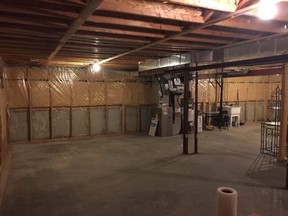 An unfinished basement