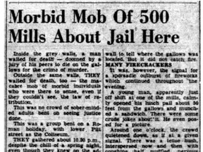 The Cornwall Standard-Freeholder reported on the large crowd that had gathered during the execution. Cornwall Standard-Freeholder/Postmedia Network