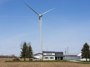 One of the EDP Renewable Nation Rise Wind Farm project turbines is seen here on May 14, 2020. Photo by Wayne Cuddington / Postmedia