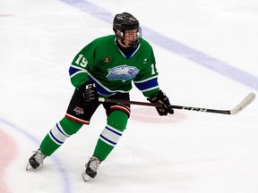 Hawkesbury Hawks David Goyette, seen during a developmental scrimmage game against the Cornwall Colts on Friday February 26, 2021 in Cornwall, Ont. Hawkesbury won 5-4 in OT.