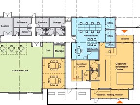 A floor plan for the new municipal building slated to open next summer. Town of Cochrane YouTube