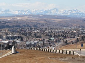 Construction on the widening of Highway 1A at the bottom of the hill is scheduled to begin in May. Patrick Gibson/Cochrane Times