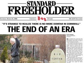 The March 25, 2006 front page of the Standard-Freeholder. Cornwall Standard-Freeholder/Postmedia Network