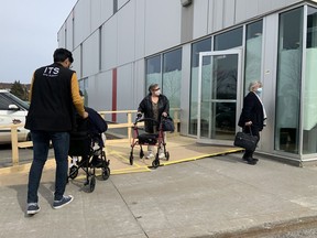 OTTAWA - Seniors wait for their COVID-19 vaccination at the Ruddy YMCA in Orleans, March 23, 2021. Jean Levac/Ottawa Citizen ORG XMIT: 135401