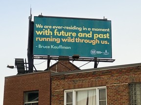 Bruce Kauffman's poem is featured on a billboard as part of Kingston's Billboard Poetry Project.