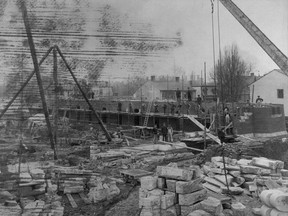 Construction of Kingston Drill Hall, Prince of Wales' Own Regiment, Oct. 30, 1899.