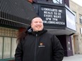 Travis Blackmore, founder and executive director of Lionhearts in front of their temporary location at Stages Nightclub on Princess Street in Kingston on Friday March 5, 2021.