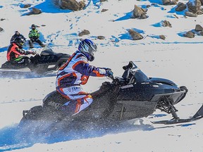 Racers take off during the 2018 snow drag races in Kirkland Lake. This winter's much-troubled event has now been cancelled due to snow conditions.