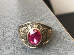 This South Huron District High School ring from 1974 was anonymously mailed to the school recently. After some detective work, school staff were able to return the ring to its owner. Handout