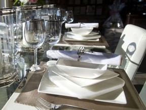 White contemporary table setting at Bowring in London, Ont. Mike Hensen/The London Free Press/Postmedia Network