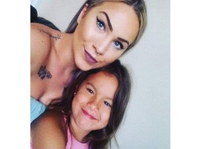 Porsche Clark, 27, and daughter Skyla Clark, 9, were critically hurt when their taxi and an OPP vehicle collided at Southdale Road and Verulam Street in London as police pursued two Sarnia bank robbery suspects. (Facebook picture)
