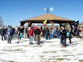 Approximately 150 gathered, March 20, at the North Bay waterfront to protest COVID-19 lockdowns. Police have announced charges in relation to the rally, as well as another April 3. File Photo