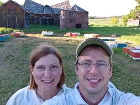 Julie Shirley is the primary operator of Blue Heron Honey Farm near Cudworth, but she is helped by her husband Jeff. Photo supplied.