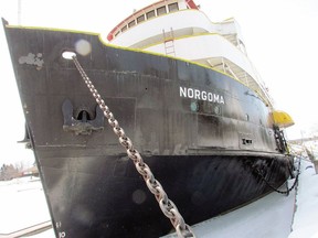 M.S.Norgoma, seen here while docked at the Roberta Bondar Marina in Sault Ste. Marie, Ont., on April 9, 2018, may be brought to Owen Sound if a preliminary proposal moves ahead.
(file photo)