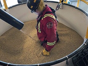 Wetaskiwin firefighters were recently trained on grain bin rescue, after receiving an equipment donation from G3.
Ren Goode/Alex Plant photos