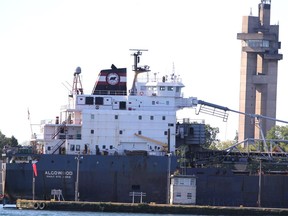 Freighter Algowood enters Soo Locks  in Sault Ste. Marie, Mich., in September 2017. The locks open for the 2021 shipping season on Wednesday. BRIAN KELLY