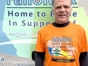 Rick Fall wants to raise $300,000 for two charities to help children when he runs between British Columbia and Ontario starting in April. SUPPLIED