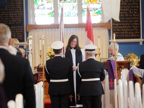 Archdeacon Kristen Aikman is shown in this file photo leading a previous Mariners' Service at St. Paul's Anglican Church in Point Edward. This year's service is Sunday and will be a virtual event, because of the pandemic.
File photo/The Observer