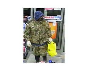Sarnia police released this surveillance photo of a suspect in an armed robbery Sarnia in the city.