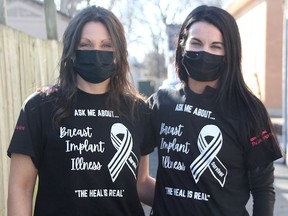 Christy Foster, left, and Jenny MacFarlane are raising awareness about breast implant illness after they say they were both afflicted before having their implants removed last August. Both women say they've seen improvements in their health since. (Tyler Kula/The Observer)