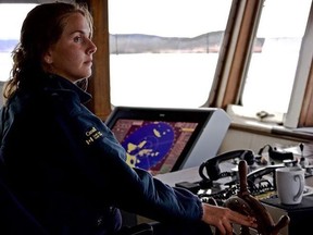 Kate Courchesne of Corunna is acting bosun on the Canadian Coast Guard Ship Samuel Risley. She may be the first woman in the coast guard to hold the position. (Submitted)