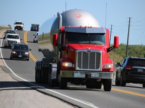 A busy two-lane section of Highway 40 in Sarnia is shown in this file photo. Long-standing plans to expand the section to four lanes was included in this week's Ontario budget.