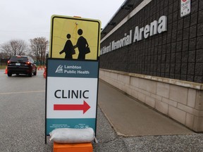 The COVID-19 immunization clinic at the Point Edward Memorial Arena.