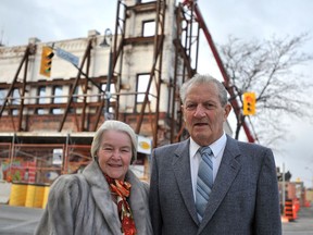 Judith and Norman Alix are shown in this file photo outside the downtown Sarnia public art gallery named for the couple who financially supported the project.