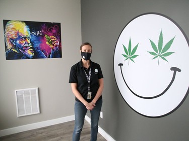 Jessica Stoodley is manager of Happy Life, located at 1021 the Kingsway in Sudbury, Ont. The new business sells wholesale cannabis products. John Lappa/Sudbury Star/Postmedia Network