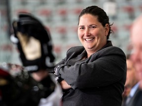 Stacey Colarossi, LU women's head hockey coach, shown in this file photo, is being coached herself these days. She is in the first class of female hockey coaches supported through the NHL Coaching Association. (Photo supplied). Supplied