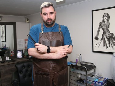 Jonathan Boucher, of Appearances Hair Salon on Lorne Street on March 29.