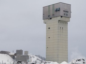 A file photo of the Coleman Mine head frame in Levack. Sixteen workers there have tested positive for COVID-19, but only one case has been confirmed as workplace transmission.