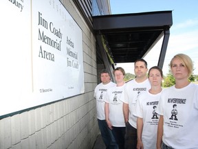 Eight years ago Ken Rogerson (left), Carrie Morin, Steve Bastien, Danielle Landry and Genny Larose, all members of the I.J. Coady Memorial Arena events committee, were concerned the arena in Levack would be shuttered. The issue resurfaced this week during municipal budget talks.