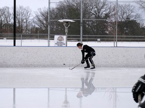 A new schedule was introduced at the J.L. Scott McLean Outdoor Recreation Pad in Tillsonburg for the final weeks of the 2020-21 outdoor skating season. (Chris Abbott/Norfolk & Tillsonburg News)